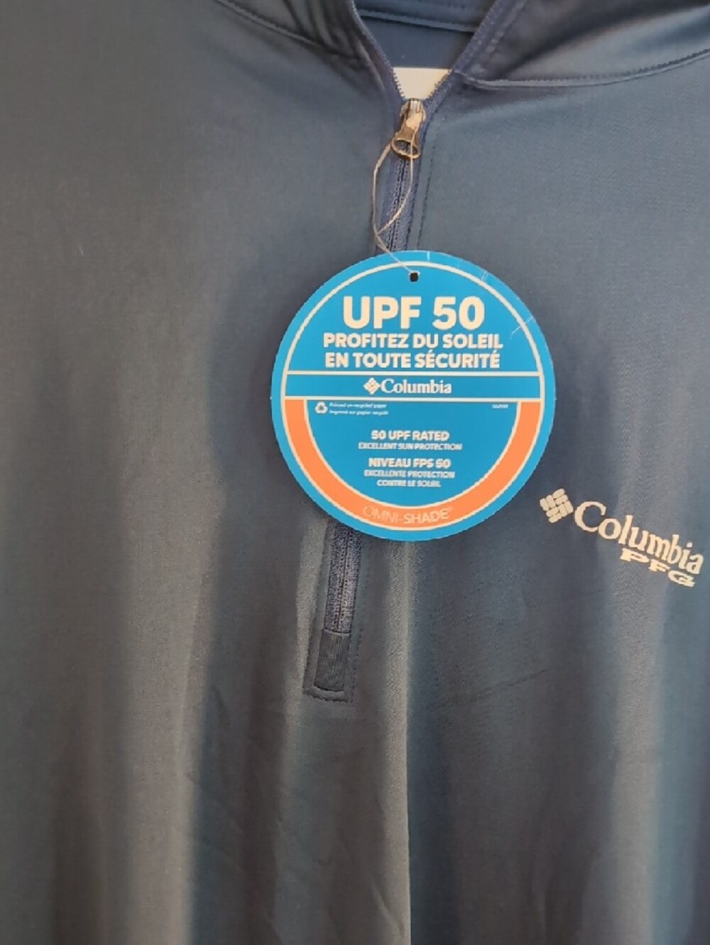 Columbia Navy Long Sleeve UPF 50 Performance Hoodie - Picture 2 of 3